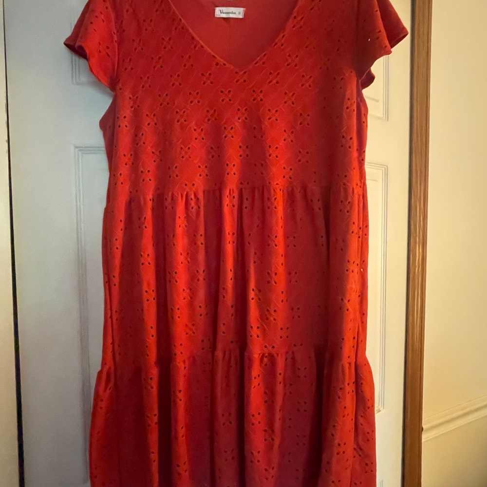 Vernacular Burnt Orange Eyelet Dress
